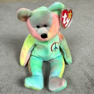 TY Beanie Baby "Peace" the Bear 1996 Tag Errors Excellent Condition